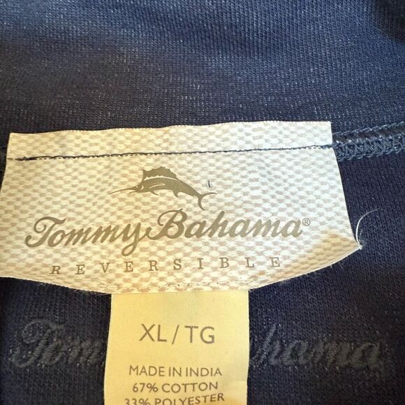 Tommy Bahama Reversible 1/4 Zip Pullover Sweater Heather Navy Blue Sz XL - Picture 3 of 6